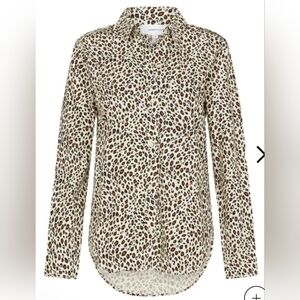 NWT Current Elliott Sz 0 Cream Brown Leopard Print Office Career Work Button Up